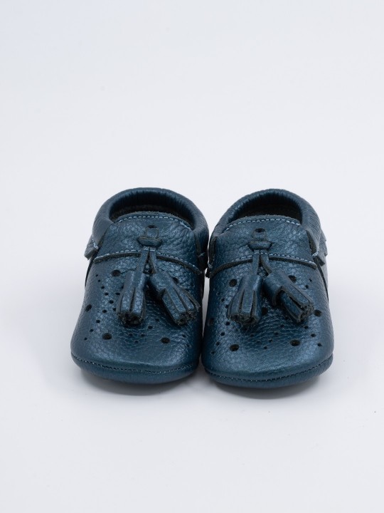 Royal Serisi Sedefli Mavi Bebek Makosen Ayakkabı