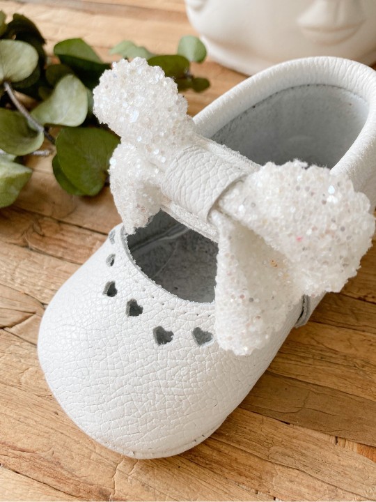 Shine Serisi Beyaz Bebek Makosen Ayakkabısı