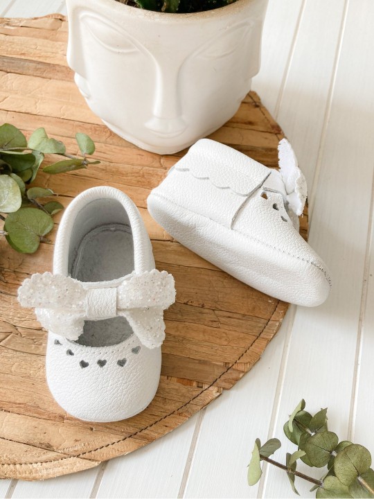 Shine Serisi Beyaz Bebek Makosen Ayakkabısı