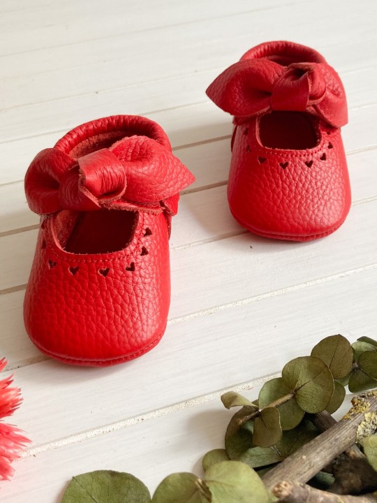 Kırmızı Kalp Detaylı Luz Makosen Ayakkabı