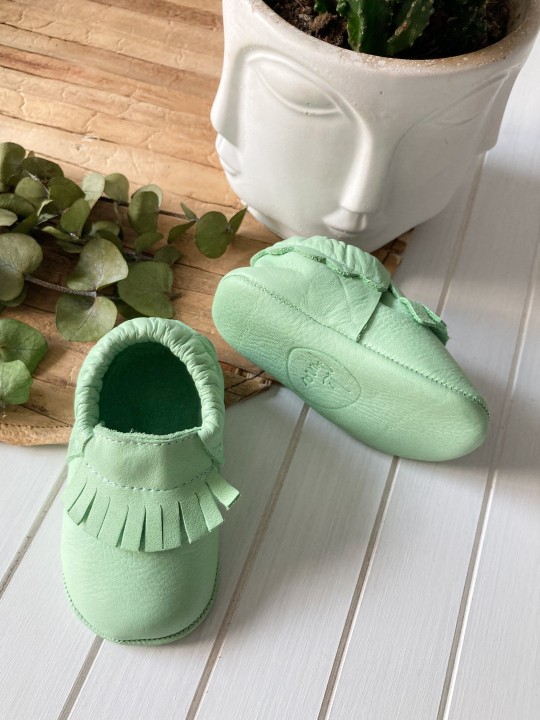 Yeşil Deri Bebek Patiği - Dani Model