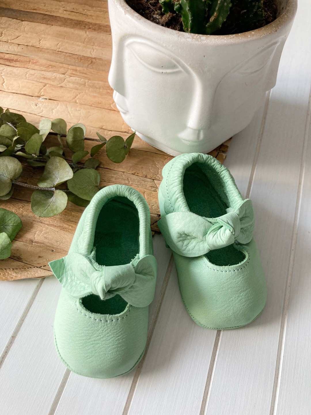 Yeşil Deri Bebek Patiği - Luz Model